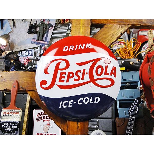 ペプシ　エンボスティンサイン　（1950年代ロゴ/ラウンド）　アメリカ雑貨　アメリカン雑貨　サインプレート　インテリア　ブランド | アメリカン レトロ | 03