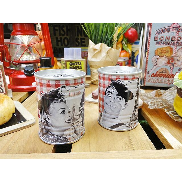 フレンチアメリカン　ソルト＆ペッパーポット　2個セット　（ビストロ・パリ）　アメリカン雑貨 アメリカ雑貨 | アメリカン レトロ