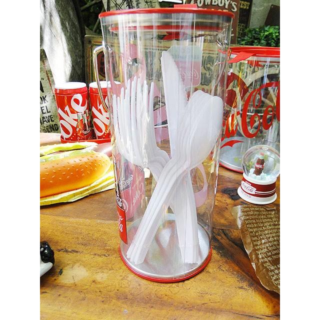 コカ・コーラブランド　クリアストレージ小物入れ　（カトラリーセット付き）　アメリカ雑貨　アメリカン雑貨 | Coca Cola | 03