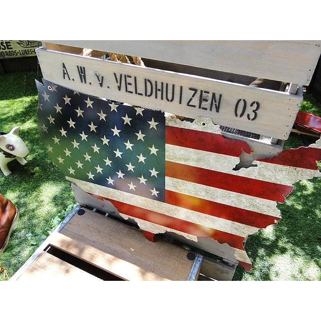 アメリカ合衆国マップ　U.S.ヘヴィースチールサイン　（星条旗バージョン）　アメリカ雑貨　アメリカン雑貨 |  | 01