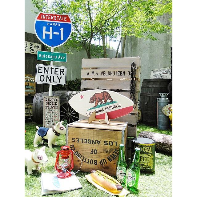 サーフボード型木製ディスプレイ カリフォルニア州旗デザイン LA購入