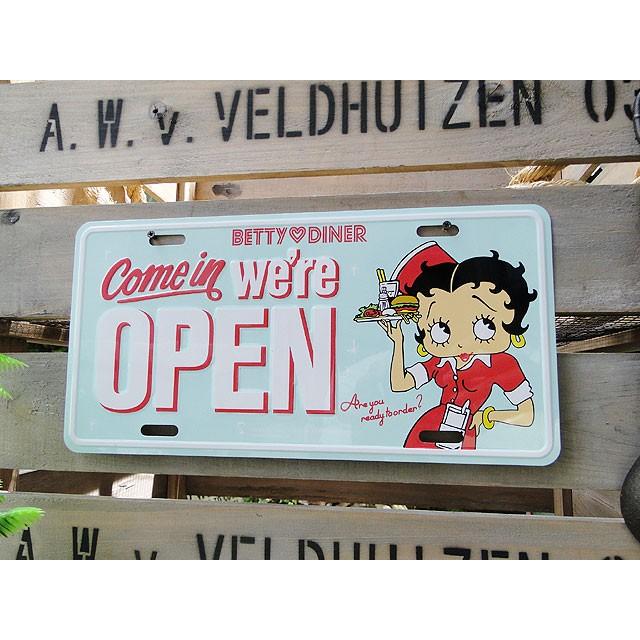ベティ・ブープ　ライセンスプレート　（ダイナーオープン）　アメリカ雑貨　アメリカンな雑貨屋さん　ミリタリー | アメリカン レトロ