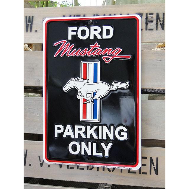 フォード　マスタング専用駐車場　ミニブリキ看板　（ブラック）　アメリカ雑貨　アメリカン雑貨 | アメリカン レトロ