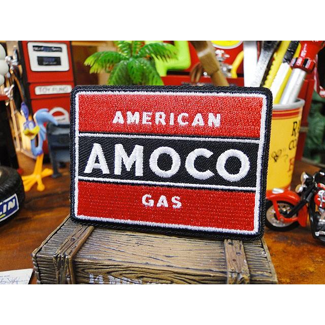 アモコ　ワッペン　（レクタングル/ブラック＆レッド）　アメリカ雑貨　アメリカン雑貨　アイロン　ブランド　アメリカ　エンブレム　ロゴ | 