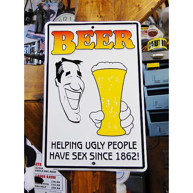 ビールのおかげ　ミニジョーク看板 アメリカ雑貨 アメリカン雑貨 サインプレート ティンサインボード | アメリカン レトロ