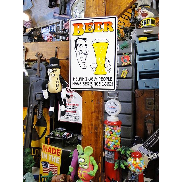 ビールのおかげ　ミニジョーク看板 アメリカ雑貨 アメリカン雑貨 サインプレート ティンサインボード | アメリカン レトロ | 01