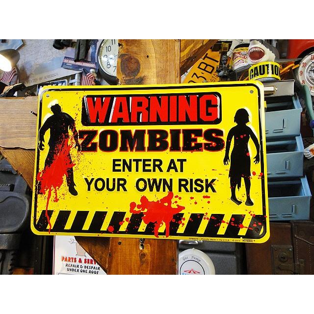 「警告！この先にゾンビいます」　ミニジョーク看板　■ アメリカン雑貨 アメリカ雑貨 | アメリカン レトロ
