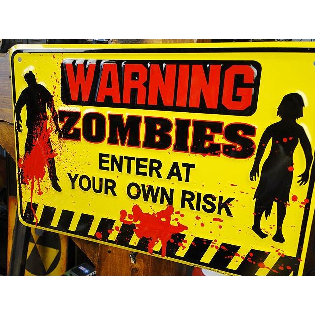 「警告！この先にゾンビいます」　ミニジョーク看板　■ アメリカン雑貨 アメリカ雑貨 | アメリカン レトロ | 01