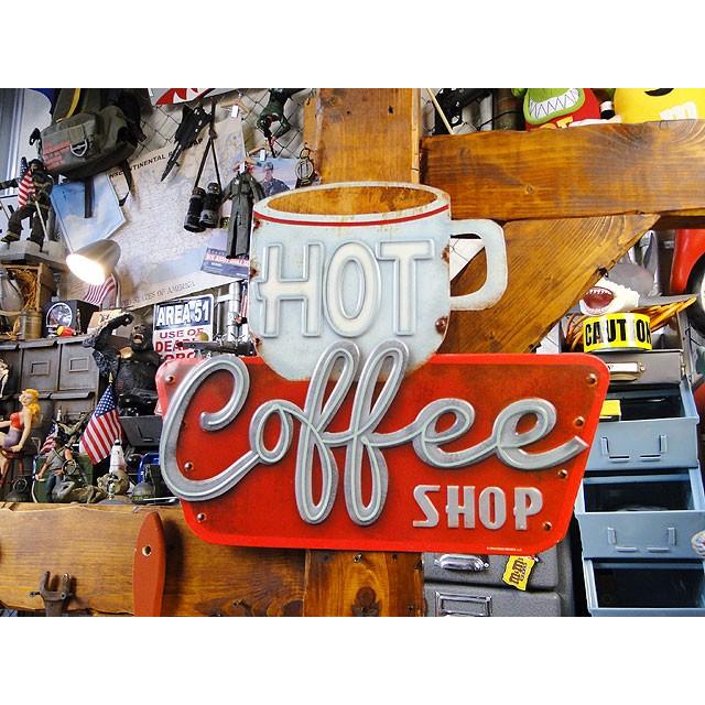 コーヒーショップのエンボス・ティンサイン アメリカ雑貨 アメリカン雑貨 サインプレート ティンサインボード | 