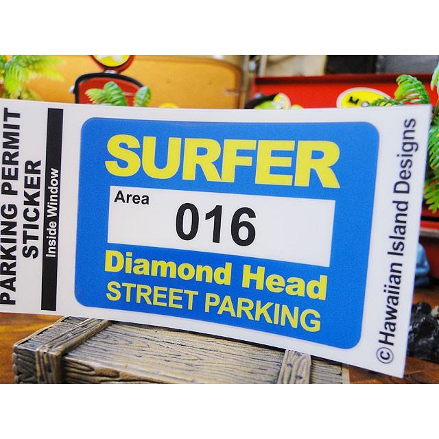 サーファーパーキングパーミット　ステッカー　（ダイヤモンドヘッド）　アメリカ雑貨　アメリカン雑貨　車　シール　ブランド　グッズ |  | 01