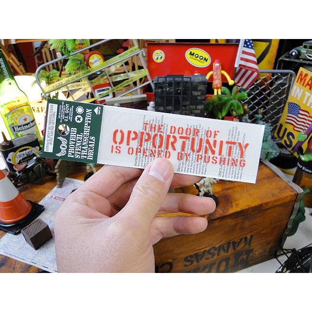 ことわざステンシル転写ステッカー　（チャンスの扉は押すことによって開く）　アメリカ雑貨　アメリカン雑貨　車　シール | アメリカン レトロ | 02
