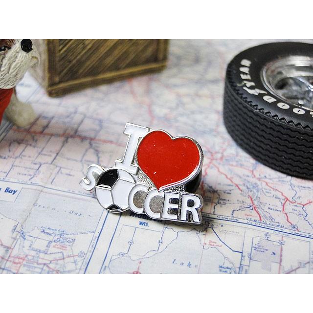 スポーツ　ピンバッジ　（アイ・ラブ・サッカー）　アメリカン雑貨 アメリカ雑貨 | 