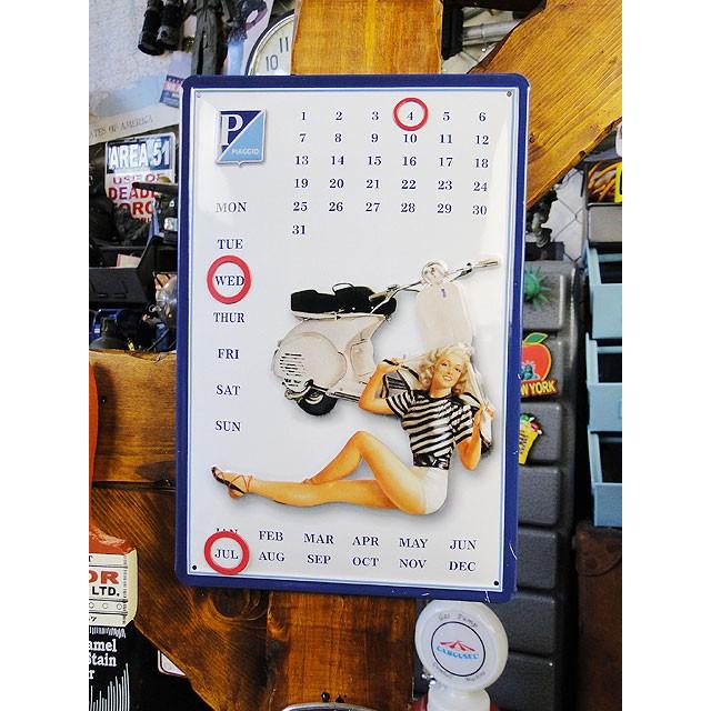 世界のオートバイ　3Dメタルサイン　（ベスパ/万年カレンダー）　アメリカン雑貨　アメリカ雑貨 | 