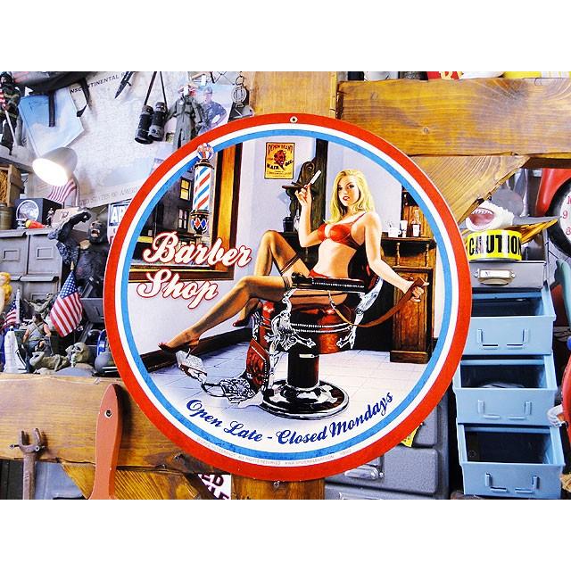 バーバーショップ　ピンナップガール　U.S.ヘヴィースチールサイン　アメリカ雑貨　アメリカン雑貨 | 