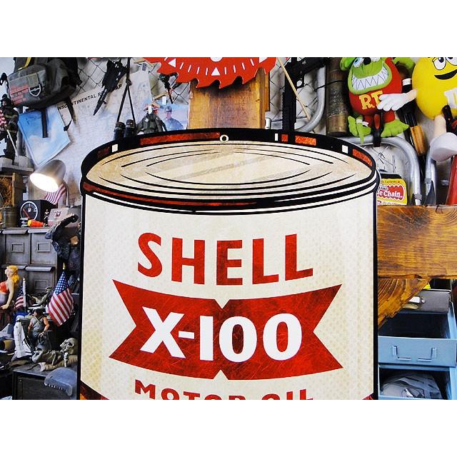 シェル　オイル缶　U.S.ヘヴィースチールサイン　（X-100　MOTOR　OIL）　アメリカ雑貨　アメリカン雑貨 |  | 01