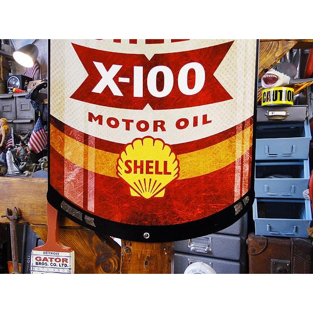 シェル　オイル缶　U.S.ヘヴィースチールサイン　（X-100　MOTOR　OIL）　アメリカ雑貨　アメリカン雑貨 |  | 02