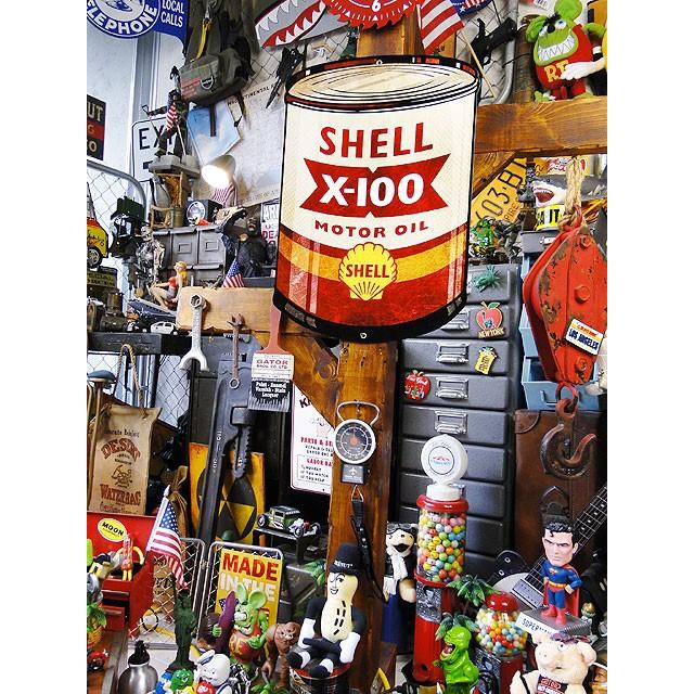 シェル　オイル缶　U.S.ヘヴィースチールサイン　（X-100　MOTOR　OIL）　アメリカ雑貨　アメリカン雑貨 |  | 04