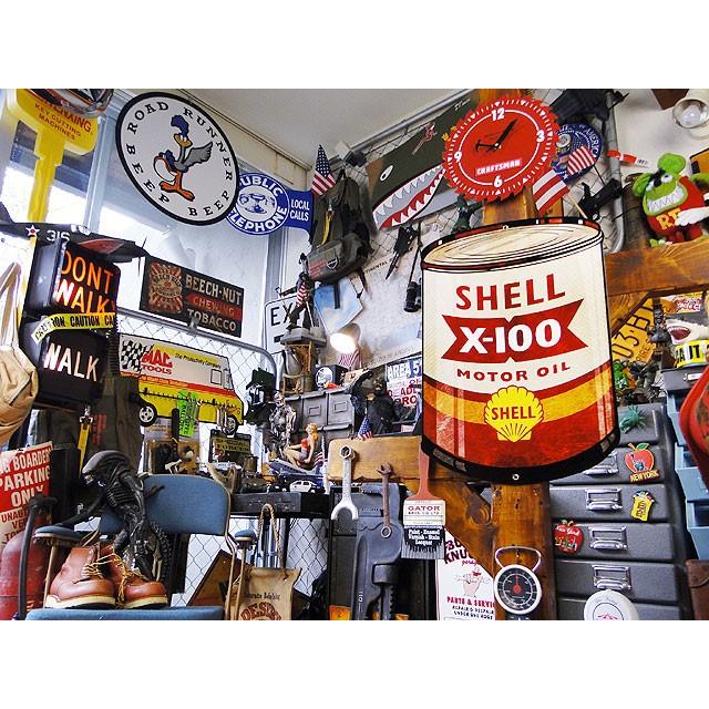 シェル　オイル缶　U.S.ヘヴィースチールサイン　（X-100　MOTOR　OIL）　アメリカ雑貨　アメリカン雑貨 |  | 05