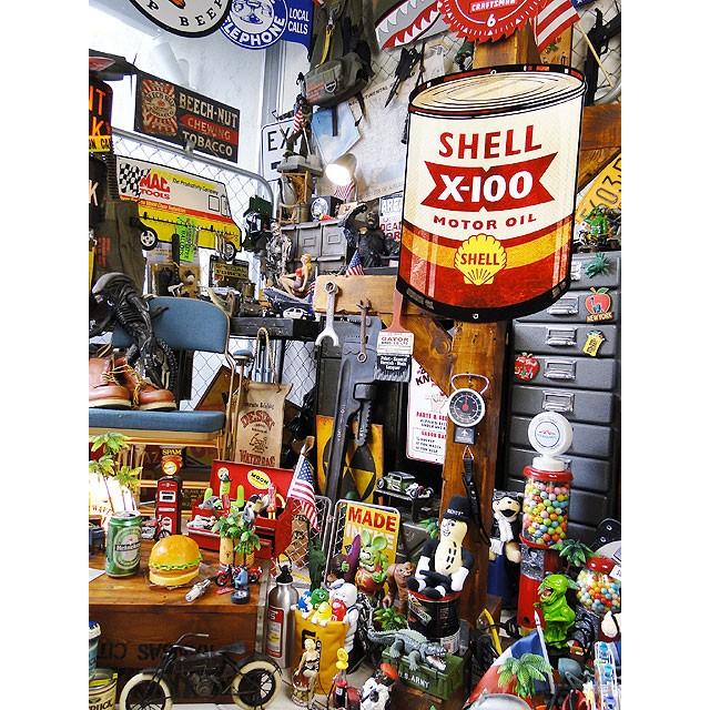 シェル　オイル缶　U.S.ヘヴィースチールサイン　（X-100　MOTOR　OIL）　アメリカ雑貨　アメリカン雑貨 |  | 06