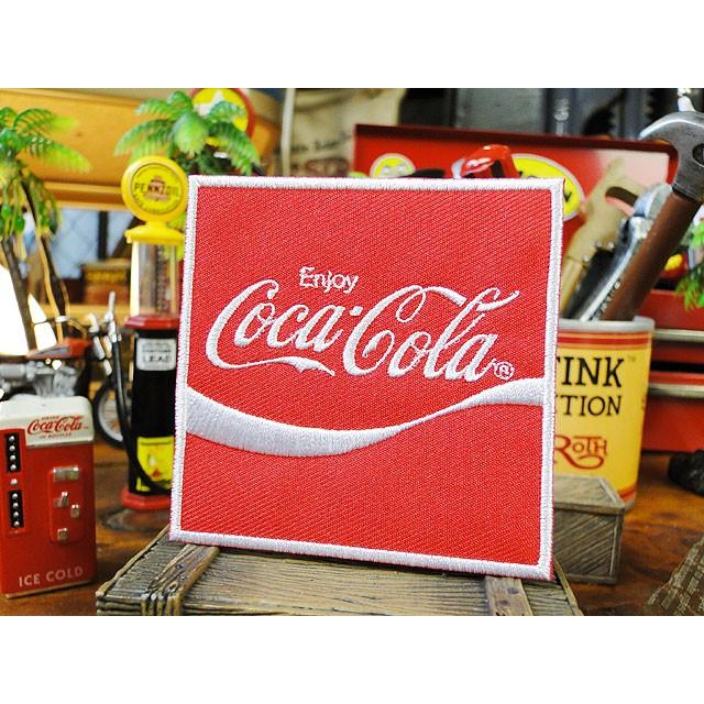 コカ・コーラブランド　ロゴワッペン　（スクエア）　アメリカン雑貨　アメリカ雑貨　coke　ワッペン　刺繍　アイロン　アメリカン｜candytower