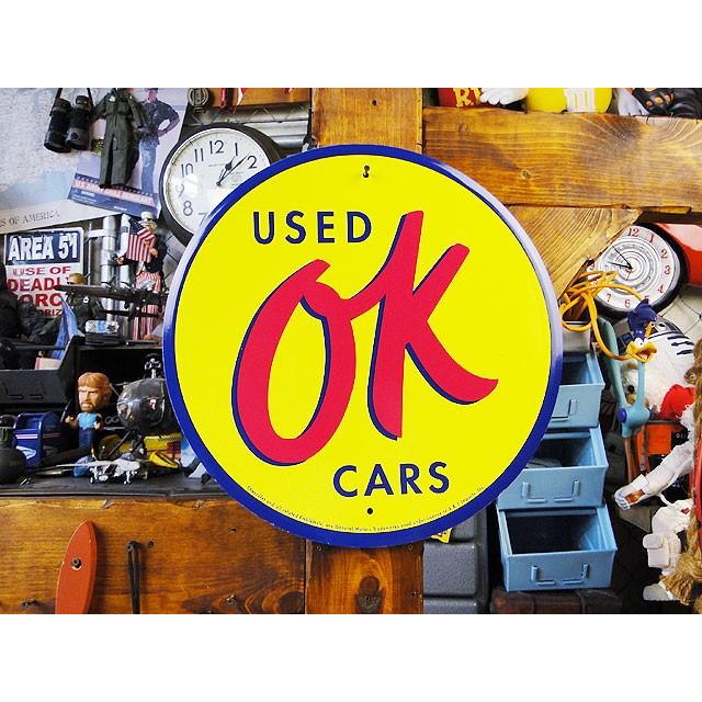 USED OK CARS 看板 アメリカン雑貨 ガレージ　インテリア　中古車 OK USED CAR ブリキ看板 □ アメリカン雑貨 アメリカ雑貨 : アメリカン