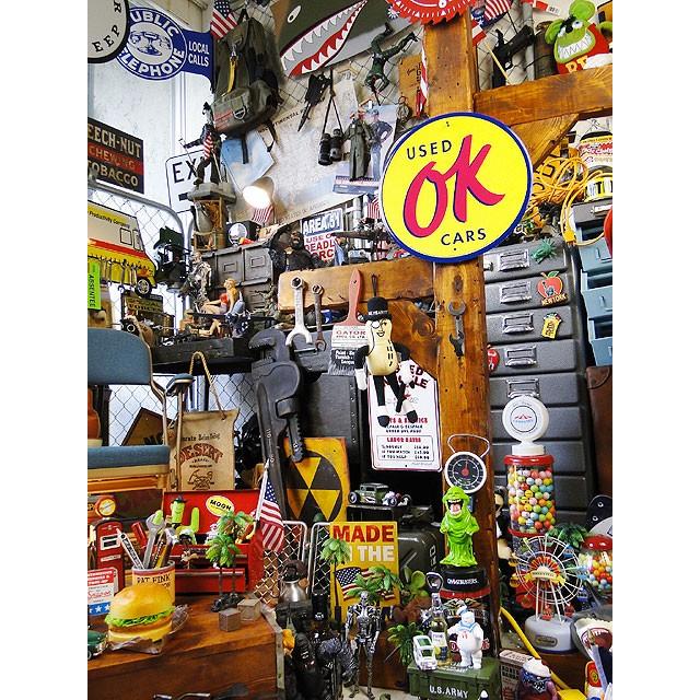 USED OK CARS 看板 アメリカン雑貨 ガレージ　インテリア　中古車 OK USED CAR ブリキ看板 □ アメリカン雑貨 アメリカ雑貨 : アメリカン