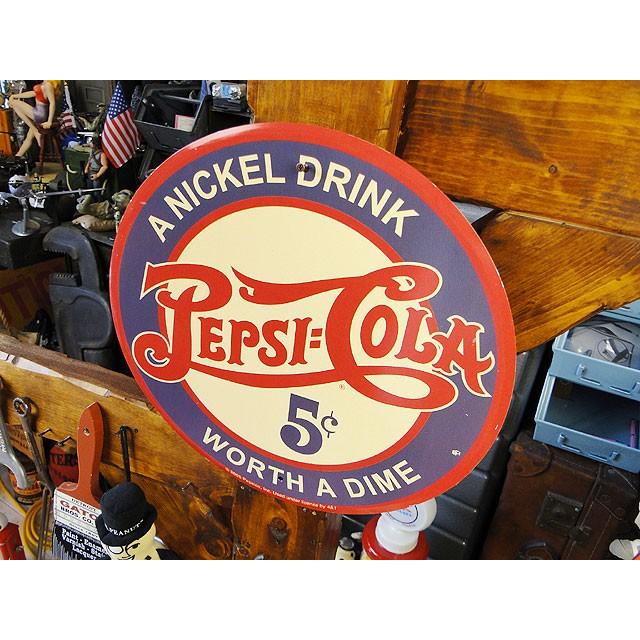 ペプシコーラ　ラウンドブリキ看板　5セント　アメリカ雑貨　アメリカン雑貨 |  | 01
