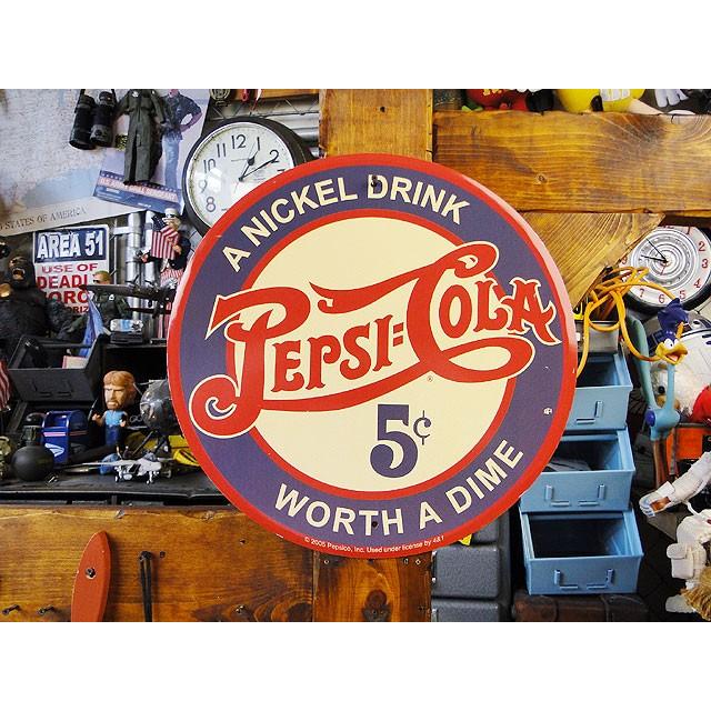 ペプシコーラ　ラウンドブリキ看板　5セント　アメリカ雑貨　アメリカン雑貨 |  | 02