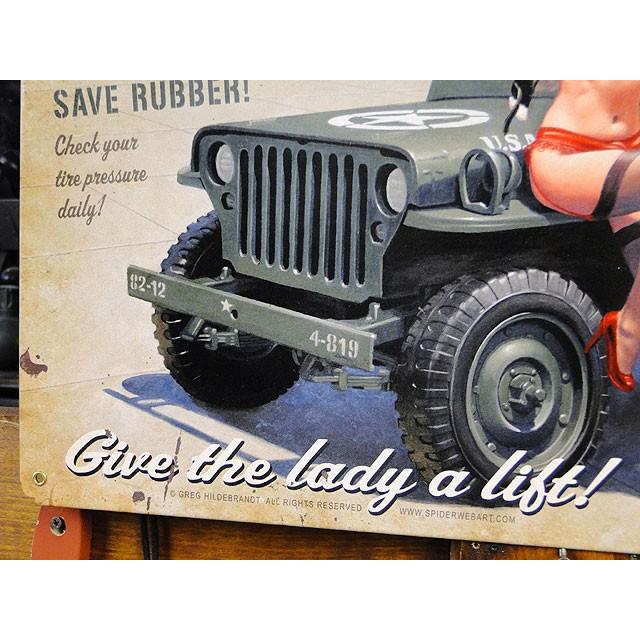 ★稀少な絶盤品★ ミリタリージープ＆ピンナップガール　U.S.ヘヴィースチールサイン　アメリカン雑貨 アメリカ雑貨 |  | 03