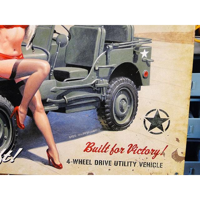 ★稀少な絶盤品★ ミリタリージープ＆ピンナップガール　U.S.ヘヴィースチールサイン　アメリカン雑貨 アメリカ雑貨 |  | 04