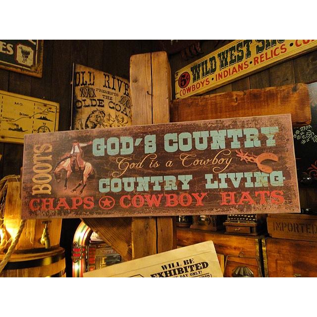 新品未使用正規品 ウエスタン ウッドサイン ゴッドカントリー アメリカ雑貨 アメリカン雑貨 木製看板