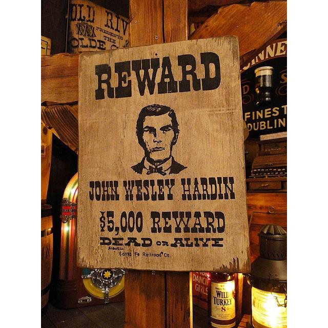 西部のお尋ね者ポスター　木製看板　（ジョン・W・ハーディン）　アメリカ雑貨　アメリカン雑貨 | 
