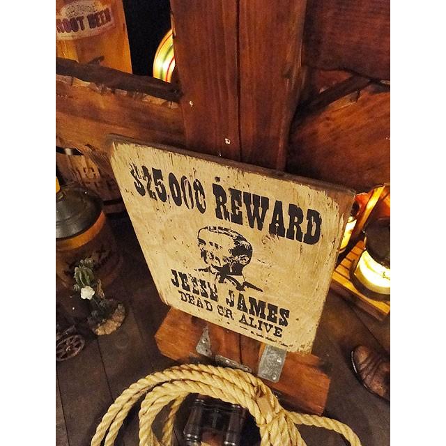 西部のお尋ね者ポスター 木製看板 （ジェシージェームズ） アメリカ