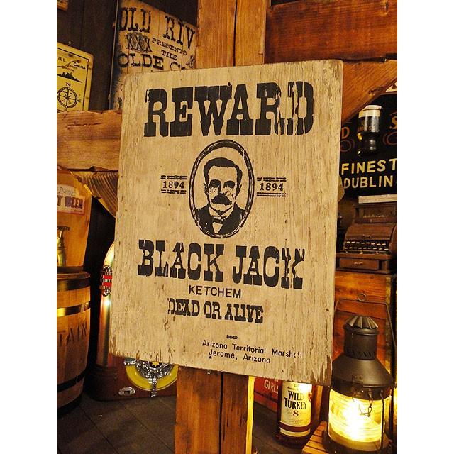 西部のお尋ね者ポスターの木製看板（ブラックジャック）　アメリカ雑貨 アメリカン雑貨