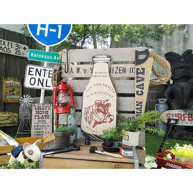 昔のアドバタイジング　ウッドサイン　（ミルクボトル・カウ）　アメリカン雑貨 アメリカ雑貨　木製看板 |  | 04