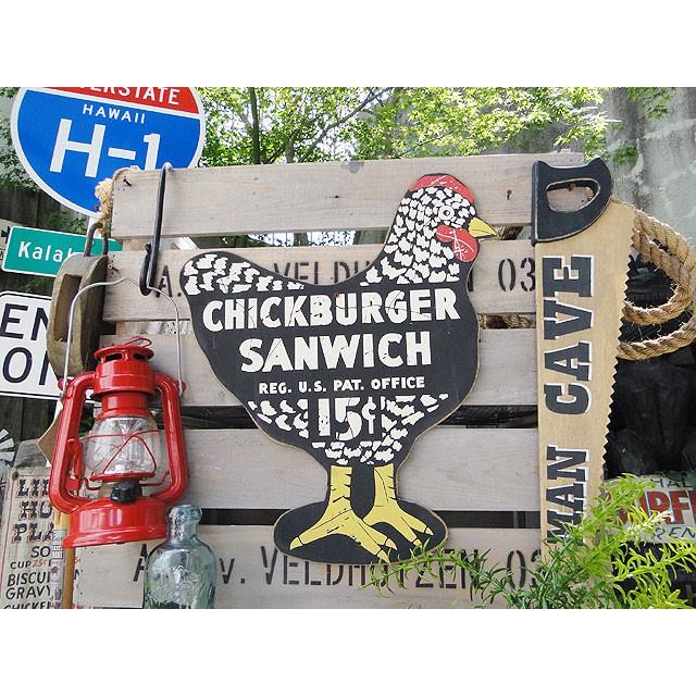 昔のアドバタイジング　ウッドサイン　（チックバーガー）　アメリカ雑貨　アメリカン雑貨　木製看板 | 