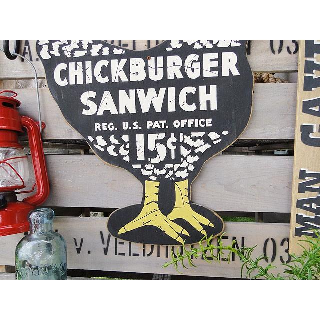 昔のアドバタイジング　ウッドサイン　（チックバーガー）　アメリカ雑貨　アメリカン雑貨　木製看板 |  | 02