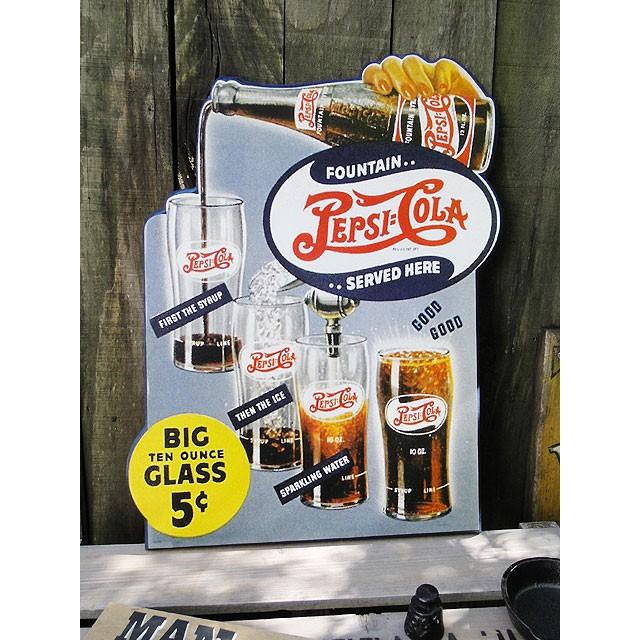 ヴィンテージ　ペプシコーラサインボード ペプシコーラ ヴィンテージサインボード （ビッググラス5セント
