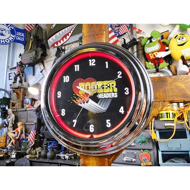 【即納】【在庫あり】 フッカーヘッダー　ガレージネオンクロック　アメリカ雑貨　アメリカン雑貨 | 