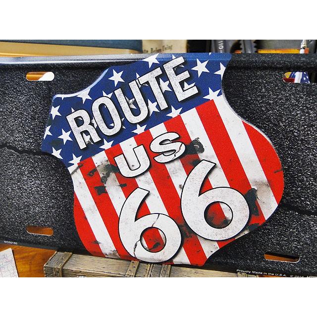 ルート66　ライセンスプレート　（星条旗ロードサイン）　アメリカ雑貨　アメリカン雑貨 |  | 01