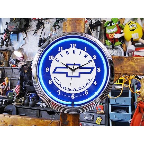 【即納】【在庫あり】　ガレージネオンクロック　（シボレー/ブルー）　アメリカン雑貨 アメリカ雑貨 |  | 04