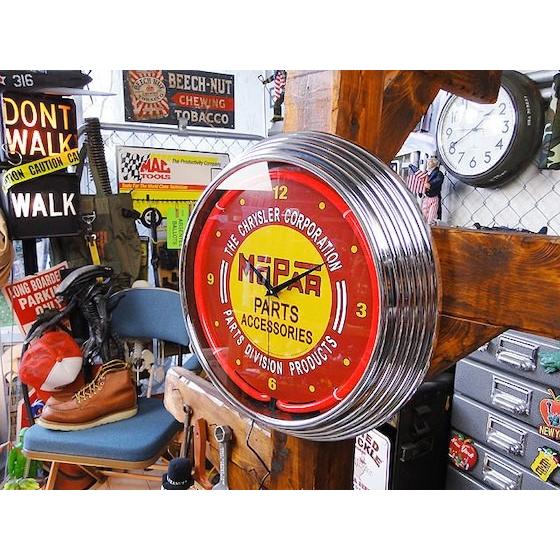 即納】【在庫あり】 ガレージネオンクロック （モパー/パーツ