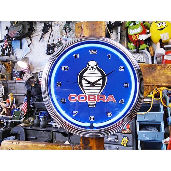 即納】【在庫あり】 ガレージネオンクロック （コブラ） アメリカン