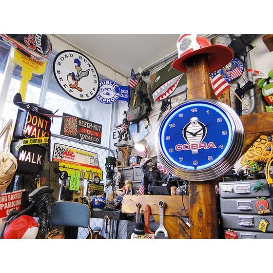 即納】【在庫あり】 ガレージネオンクロック （コブラ） アメリカン