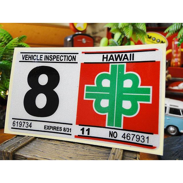 ハワイの車検バンパーステッカー レプリカ （8月） アメリカ雑貨