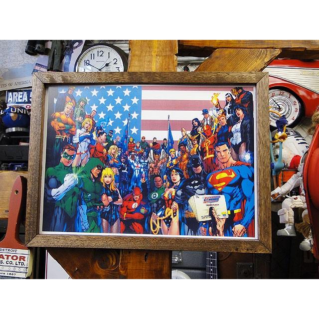 ポスターフレーム （アメコミヒーロー/オールスター） ポスター＆木製