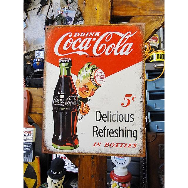 コカ・コーラ　ブリキ看板　（スプライトボーイ　5セント）　■ アメリカン雑貨 アメリカ雑貨 | Coca Cola