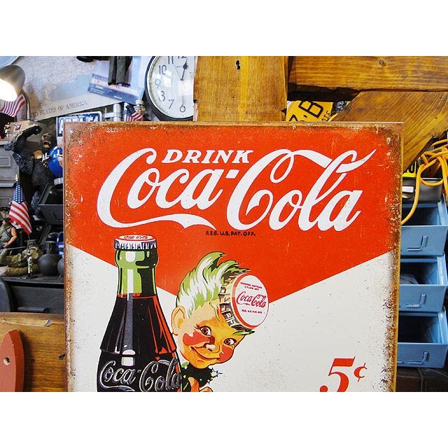 コカ・コーラ　ブリキ看板　（スプライトボーイ　5セント）　■ アメリカン雑貨 アメリカ雑貨 | Coca Cola | 01