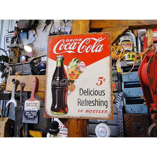 コカ・コーラ　ブリキ看板　（スプライトボーイ　5セント）　■ アメリカン雑貨 アメリカ雑貨 | Coca Cola | 03