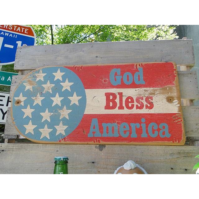 ゴッドブレス・アメリカ　木製看板　アメリカ雑貨　アメリカン雑貨 | 